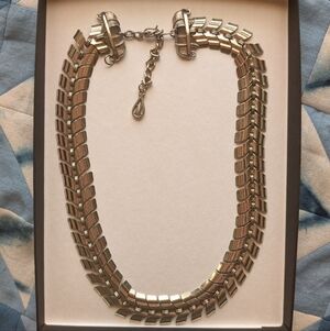 Vintage Coro Silver Tone Chevron Link Necklace